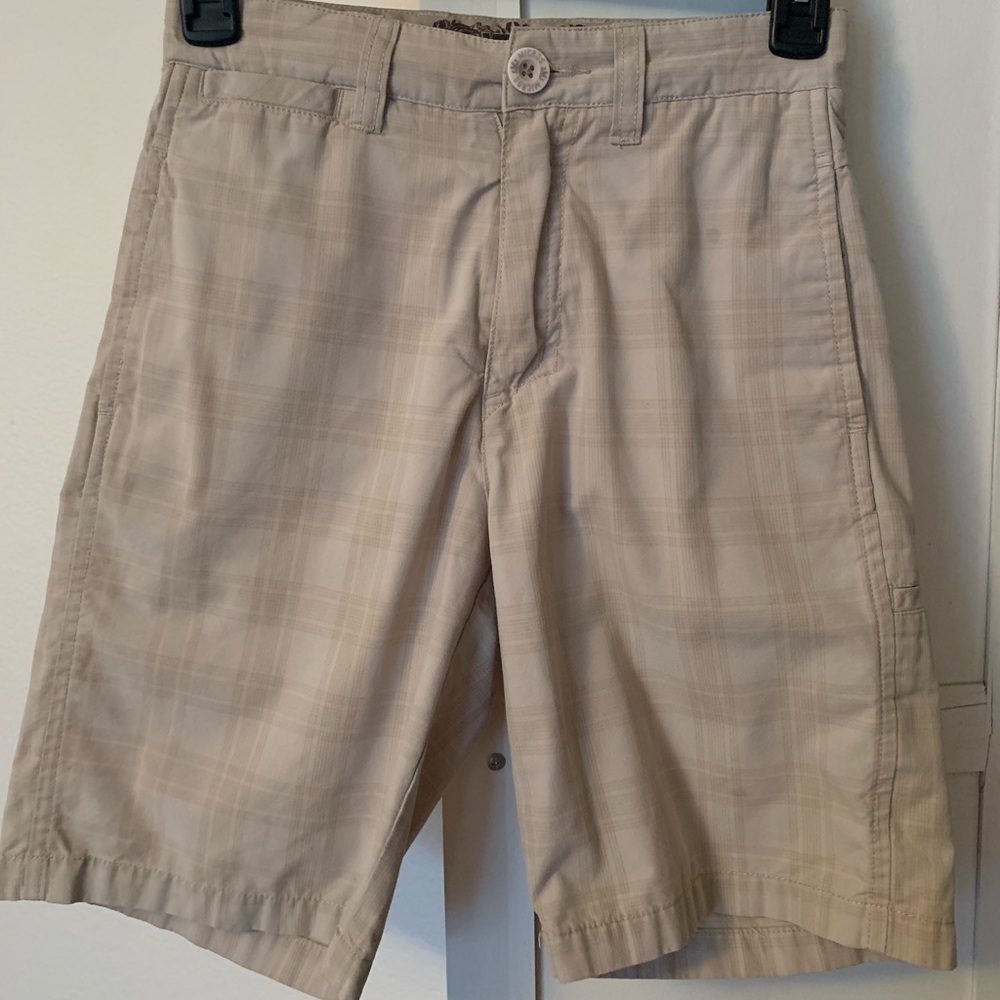Boys Light Tan Plaid Micros Brand  Shorts Sz 8